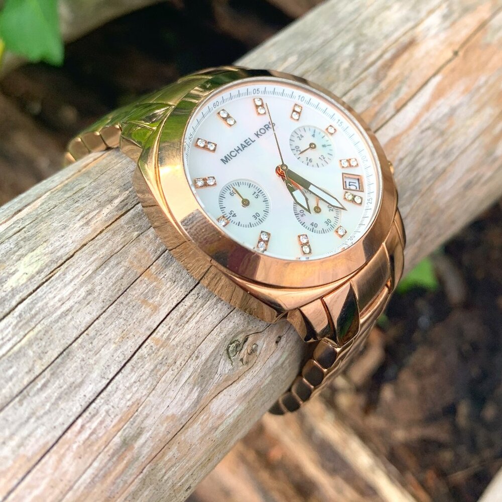 Michael Kors MK5336 Rose Gold/Chronograph/Gemmed Dial Women's Bracelet Watch